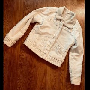 AE Fur-Lined Boyfriend Denim Trucker Jacket